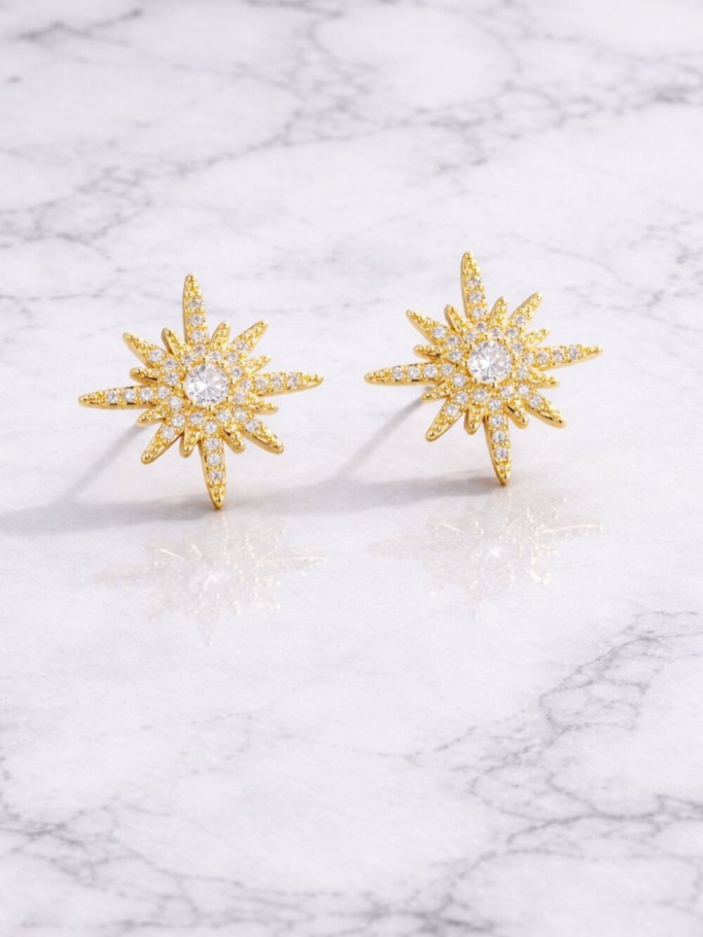 "Declan" Starburst Sparkle Stud Earrings - Picture 3 of 4